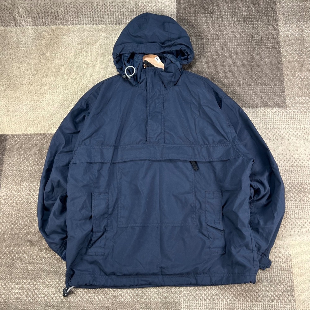 Y2K Gap Mens Navy Blue Anorak Hooded Windbreaker Jacket Size Medium